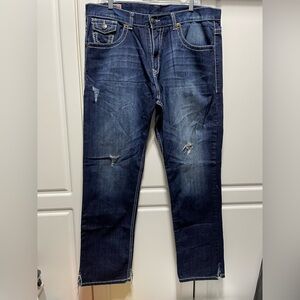 True Religion Slim Relaxed Straight Jeans Men’s 38 Blue Flap Pockets Made In USA